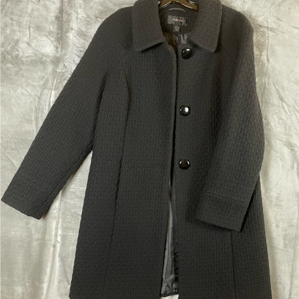 Style & Co Elegant Black Wool Blend Coat – Women's Size L 🖤🧥